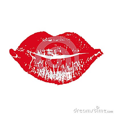 Print of red lips. Vector illustration on a white background. EPS Vector Illustration