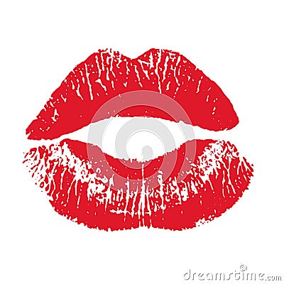 Print of red lips. Vector illustration on a white background. EPS Vector Illustration