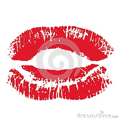 Print of red lips. Vector illustration on a white background. EPS Vector Illustration