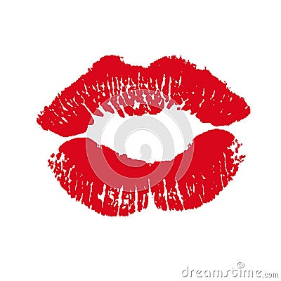 Print of red lips. Vector illustration on a white background. EPS Vector Illustration