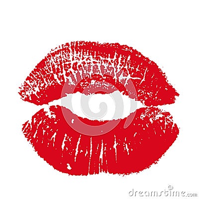 Print of red lips. Vector illustration on a white background. EPS Vector Illustration