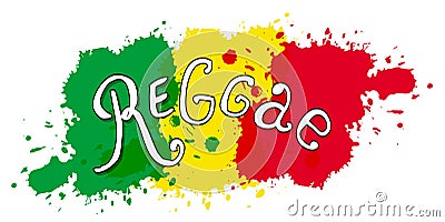 Print in reggae style. Vector isolated typography. Lettering design. Handwritten. Banner, card, t-shirt, bag, print, poster Vector Illustration