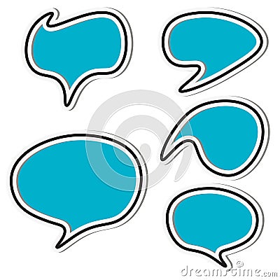 Set of blue sticker speech bubbles Vector Illustration