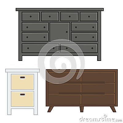 Set of vector illustration drawer and cabinet Vector Illustration