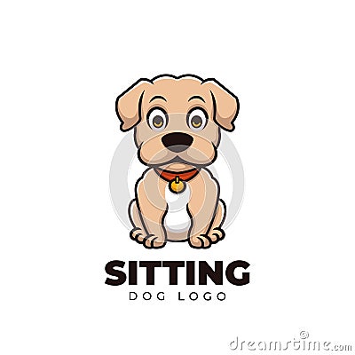 Sitting Dog Cute Cartoon Creative Logo Vector Illustration