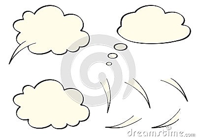 Speech, think, thought bubbles, like clouds Vector Illustration