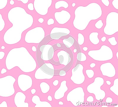 Print spot skin cow texture pattern repeated seamless pink and white Vector Illustration