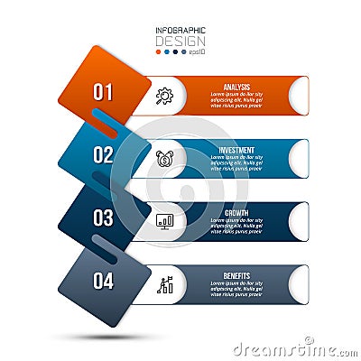 4 step process work flow infographic template Vector Illustration