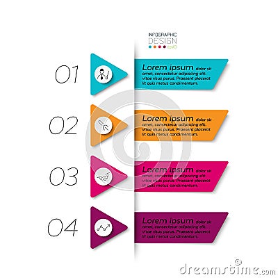 The 4 steps of the triangle and the square sign can show the working structure and explain the working procedures clearly. Vector Illustration