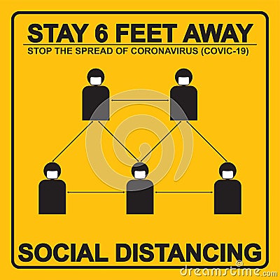 Print, Stop Covid19,Virus, Corona ViPrint Stay, Stay safe, Stay 6 FEET AWAY,Stop Coronaviruc,Stop Covid-19 Sign Content Vector Illustration