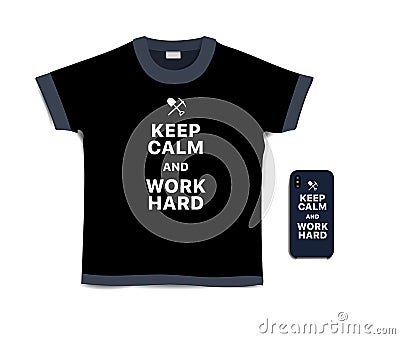 Print text on t-shirt and case for mobile phone Vector Illustration