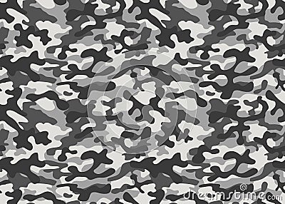 Print texture military camouflage repeats seamless army black gray white hunting Vector Illustration