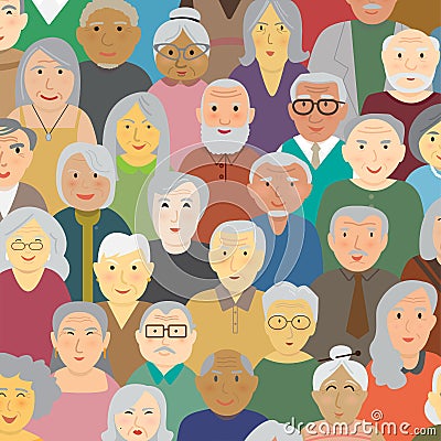 Variety nationality of elderly people Vector Illustration