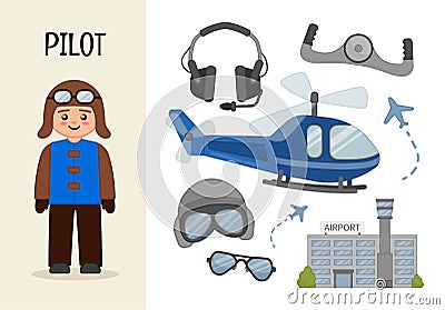 Vector character pilot. Vector Illustration