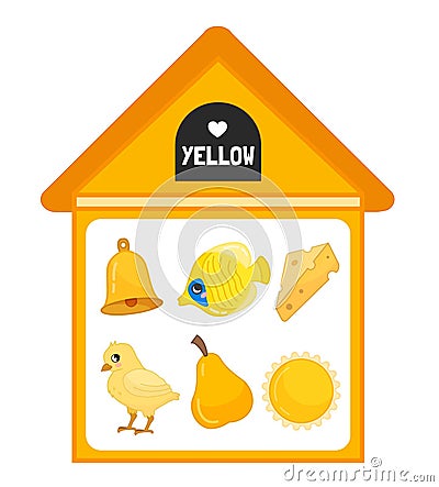 Vector illustration of a yellow house . Vector Illustration