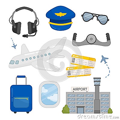 Vector set of aviation icons. Vector Illustration