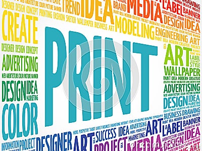 PRINT word cloud Stock Photo