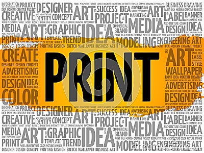 PRINT word cloud, creative business concept Stock Photo