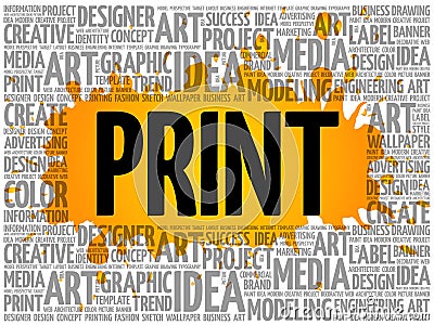 PRINT word cloud, creative concept Stock Photo