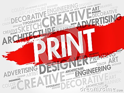 PRINT word cloud Stock Photo