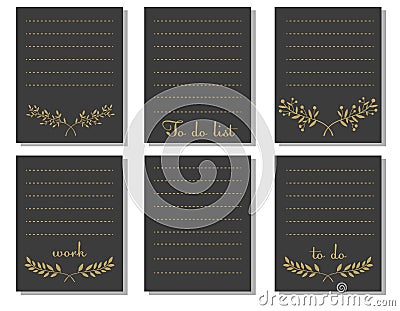 Printable card black and gold colors. Print to do list Stock Photo
