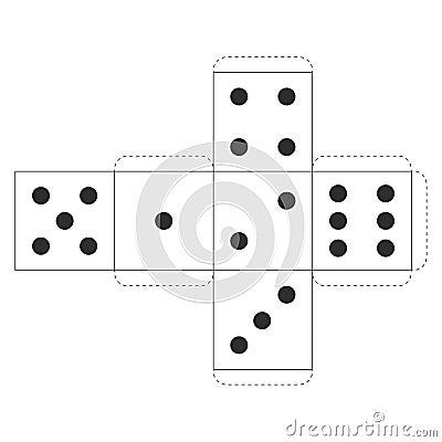 Printable Casino Dice Template, Vector Vector Illustration