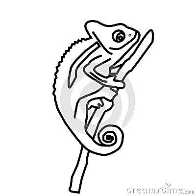 Printable chameleon coloring page for kids Stock Photo