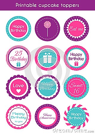 Printable cupcake toppers Vector Illustration