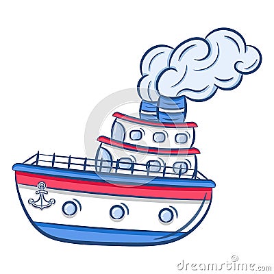 printable cute drawing ship for school and educate kids Vector Illustration