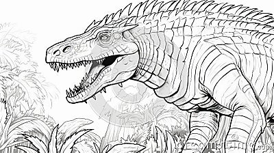 Printable Dinosaur Coloring Pages In Jason Edmiston Style Cartoon Illustration