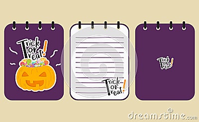 Printable Halloween Purple Notebook Vector Design Vector Illustration