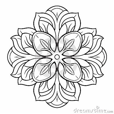 Printable Oriental Mandala Flower For Coloring Stock Photo