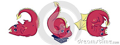 Printable Red Dragoncat Collection Stock Photo