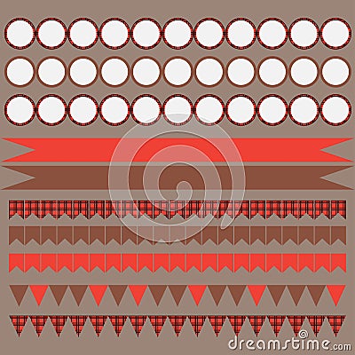 Printable set of vintage Lumberjack party elements. Templates, labels, icons and wraps. Stock Photo