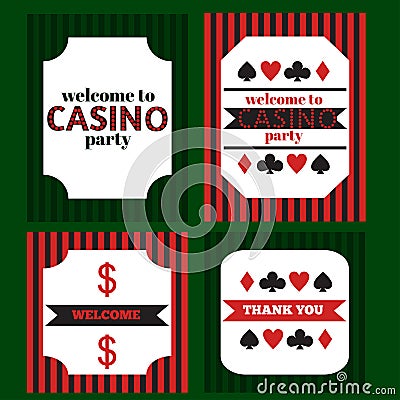 Printable tribal set of vintage casino party elements. Stock Photo