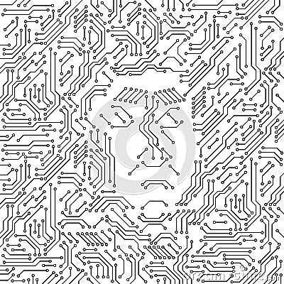 Printed circuit board black and white computer technology with an angry human face, evil artificial intelligence concept Vector Illustration