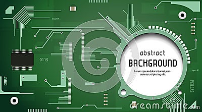 Printed Circuit Board With Chip CPU Processor Vector Background Green Vector Illustration