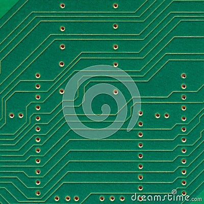 Printed circuit board, electronic components plate macro closeup, background texture copy space Stock Photo