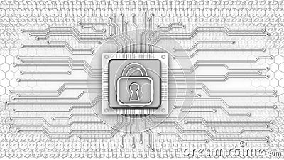 Printed circuit board with padlock Stock Photo