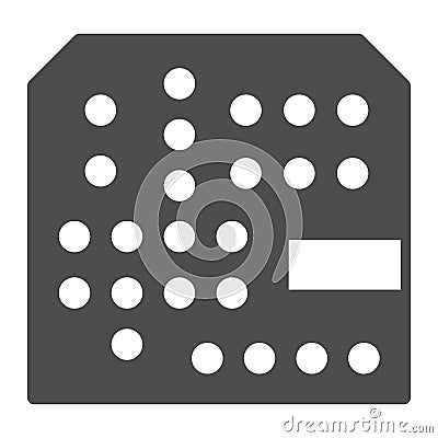 Printed circuit board with slots solid icon, electronics concept, PSB vector sign on white background, glyph style icon Vector Illustration