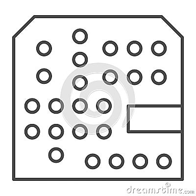 Printed circuit board with slots thin line icon, electronics concept, PSB vector sign on white background, outline style Vector Illustration