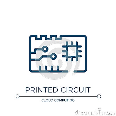 Printed circuit icon. Linear vector illustration from material devices collection. Outline printed circuit icon vector. Thin line Vector Illustration