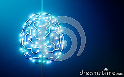 Printed circuits brain. Concept of artificial intelligence, deep Stock Photo