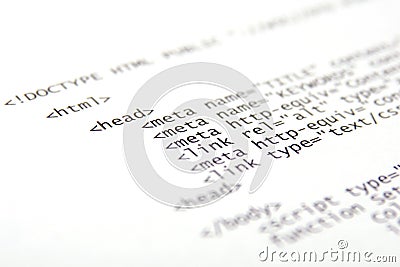 Printed html code Stock Photo