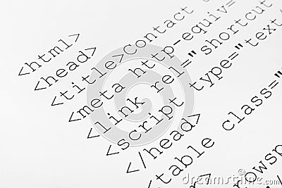 Printed internet html code Stock Photo
