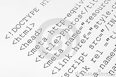 Printed internet html code Stock Photo