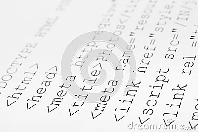 Printed internet html code Stock Photo