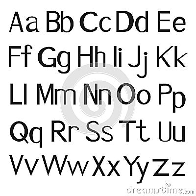 Printed letters of the english alphabet. Vector Illustration