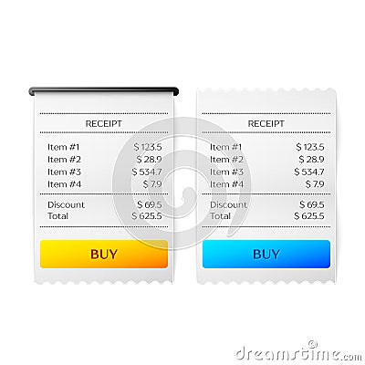 Printed receipt vector Vector Illustration