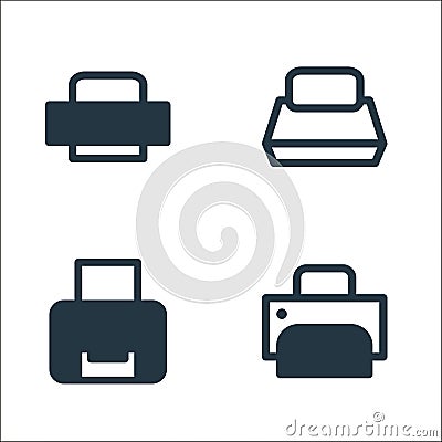 printer and fax line icons. linear set. quality vector line set such as printer, paper printer, print tool Vector Illustration